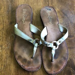 Lilly Pulitzer leather flip-flops